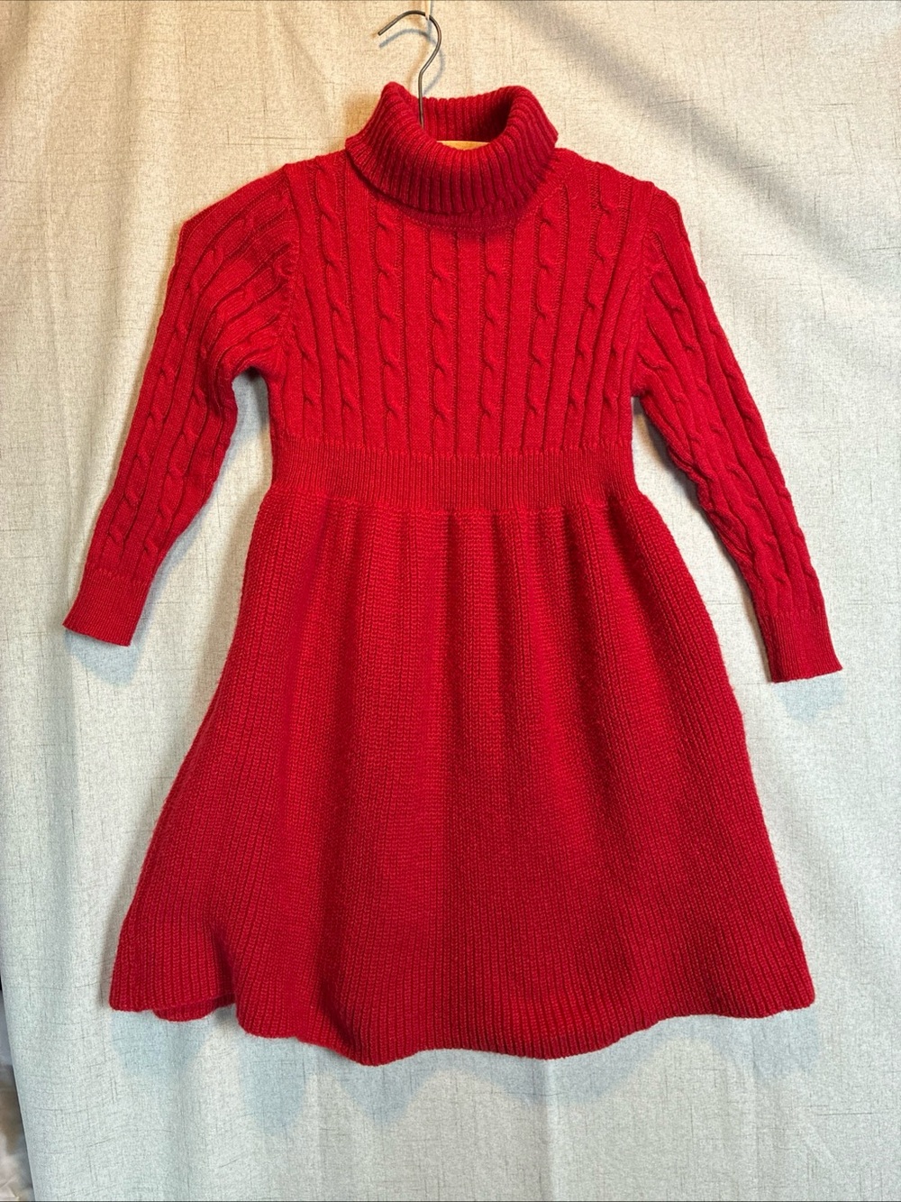 Girls Red Cable Knit Turtleneck Sweater Dress 8Y Super Soft Long Sleeve Cozy